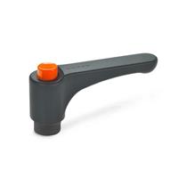GN 600 Flat Adjustable Hand Lever with Releasing Button Plastic Bushing Brass